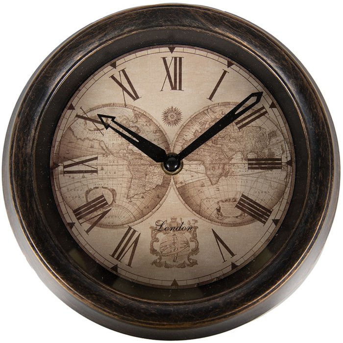 Clayre & Eef 6KL0801 Wandklok Bruin Beige Ø 23x5 cm - 1xAA