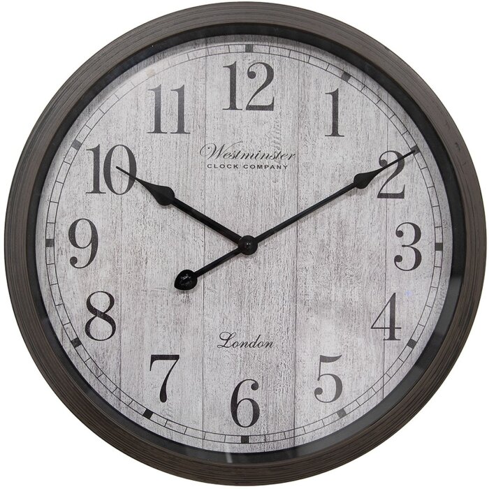 Clayre & Eef 6KL0811 Wandklok Bruin Grijs Ø 40x4 cm - 1xAA