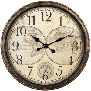 Clayre & Eef 6KL0813 Wandklok Bruin Beige Ø...
