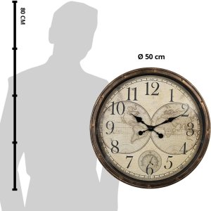Clayre & Eef 6KL0813 Wandklok Bruin Beige Ø 50x5 cm - 1xAA