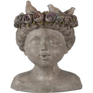 Clayre & Eef 6PR3896 Binnen Bloempot Grijs 22x20x26 cm