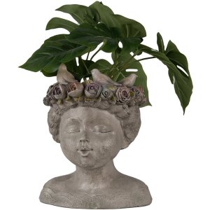 Clayre & Eef 6PR3896 Binnen Bloempot Grijs 22x20x26 cm