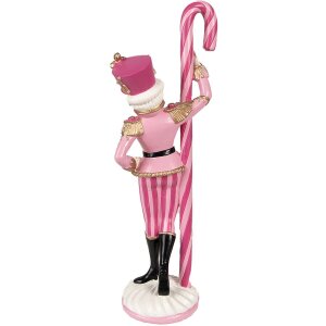Clayre & Eef 6PR3901 Kerstdecoratie Roze Wit 9x6x23 cm Polyresin