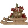 Decoratie kerstcadeautjes op arreslee Bruin, rood 38x16x29 cm