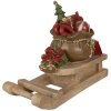 Decoratie kerstcadeautjes op arreslee Bruin, rood 38x16x29 cm