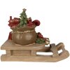 Decoratie kerstcadeautjes op arreslee Bruin, rood 38x16x29 cm