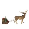Clayre & Eef 6PR3909 Decoratief rendier met slee Bruin, Rood 30x9x20 cm