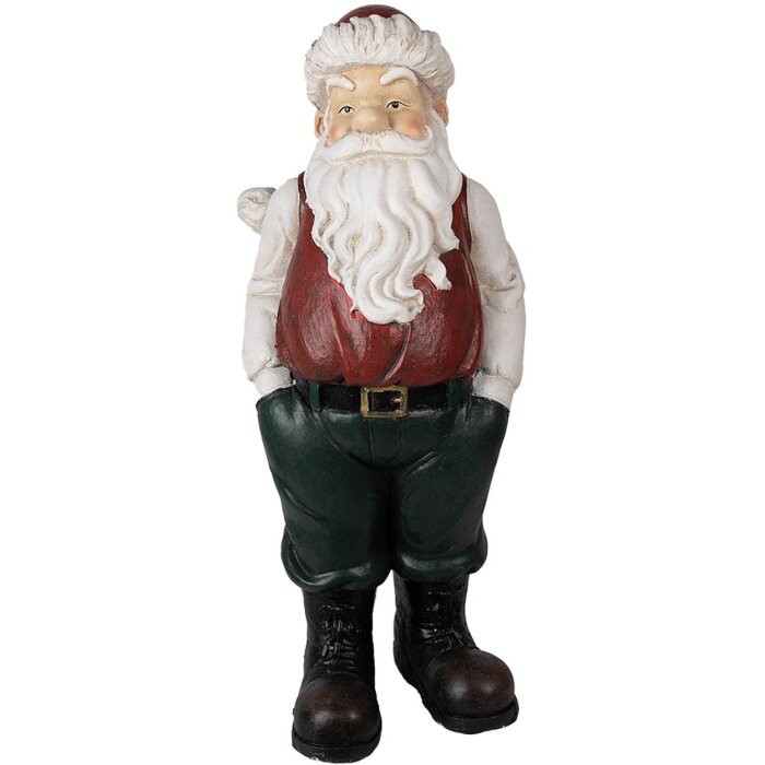 Clayre & Eef 6PR3914 Decoratie kerstman rood wit 26x25x51 cm landelijke stijl