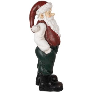 Clayre & Eef 6PR3914 Decoratie kerstman rood wit 26x25x51 cm landelijke stijl
