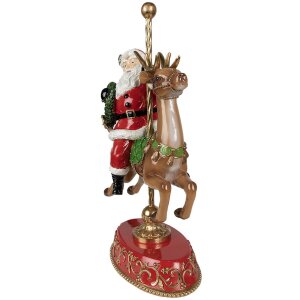 Kerstversiering beeldje kerstman op rendier rood, bruin...