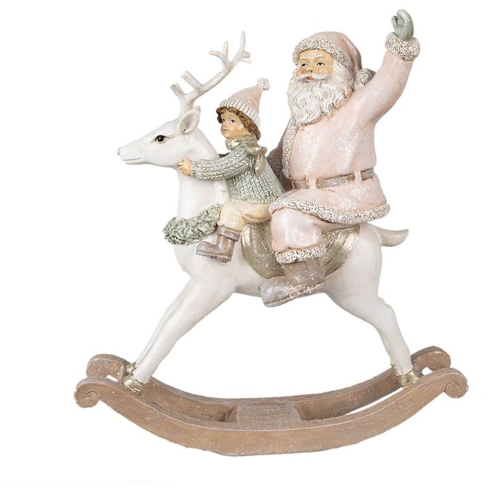 Clayre & Eef 6PR3939 Kerstman Roze 21x8x23 cm Polyresin Decoratief Beeldje
