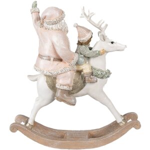 Clayre & Eef 6PR3939 Kerstman Roze 21x8x23 cm Polyresin Decoratief Beeldje