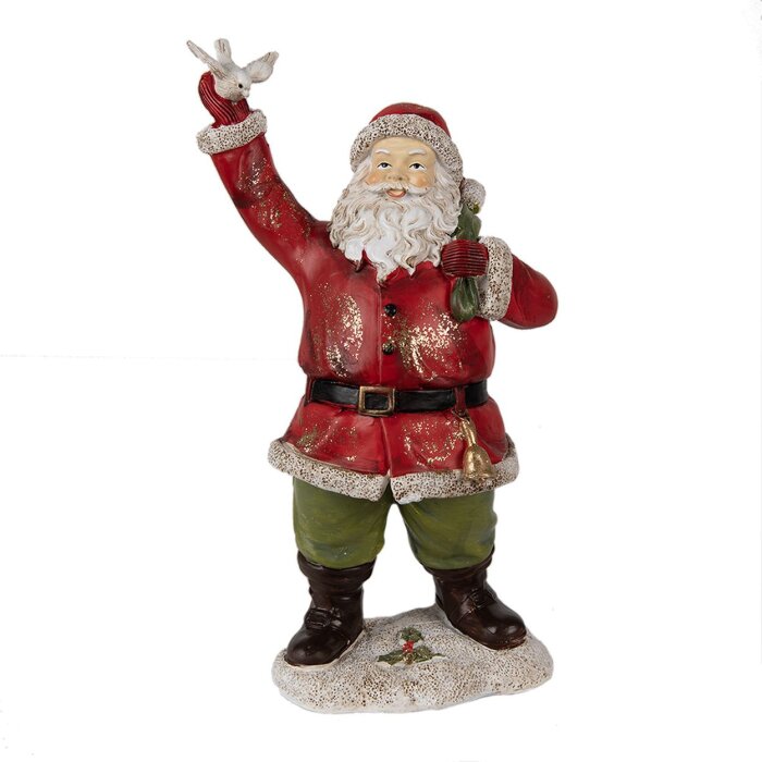 Clayre & Eef 6PR3948 Kerstversiering Beeldje Kerstman Rood 13x10x23 cm