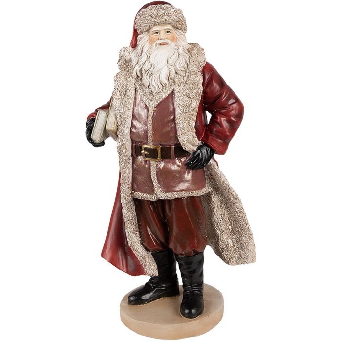 Clayre & Eef 6PR3951 Kerstversiering Beeldje Kerstman Rood 18x14x33 cm
