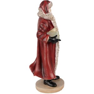Clayre & Eef 6PR3951 Kerstversiering Beeldje Kerstman Rood 18x14x33 cm