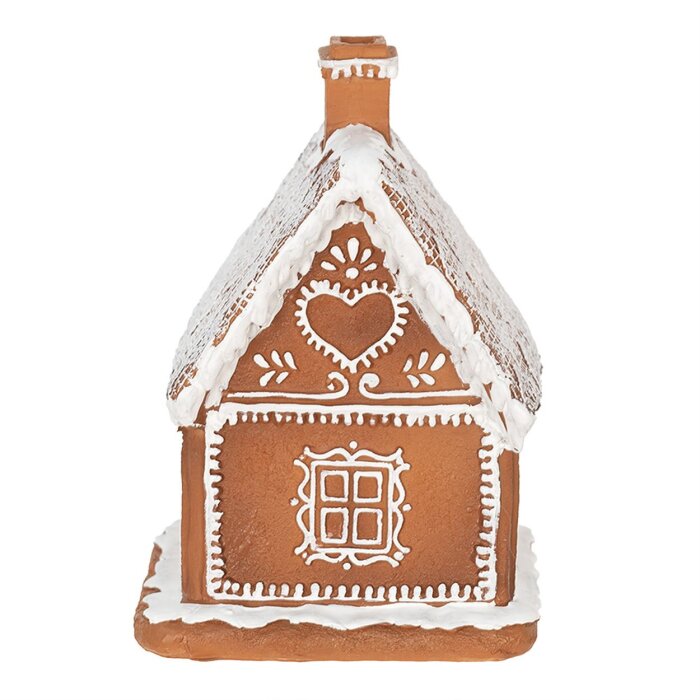 Clayre & Eef 6PR3974 Decoratiehuisje met LED Bruin 13x13x18 cm- 3xAAA