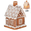 Clayre & Eef 6PR3974 Decoratiehuisje met LED Bruin 13x13x18 cm- 3xAAA