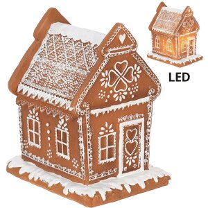 Clayre & Eef 6PR3975 Decoratiehuisje met LED Bruin...