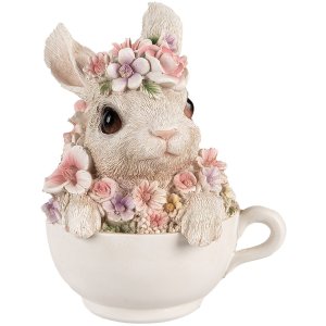 Clayre & Eef 6PR4895 Decoratief Konijn Grijs Roze...