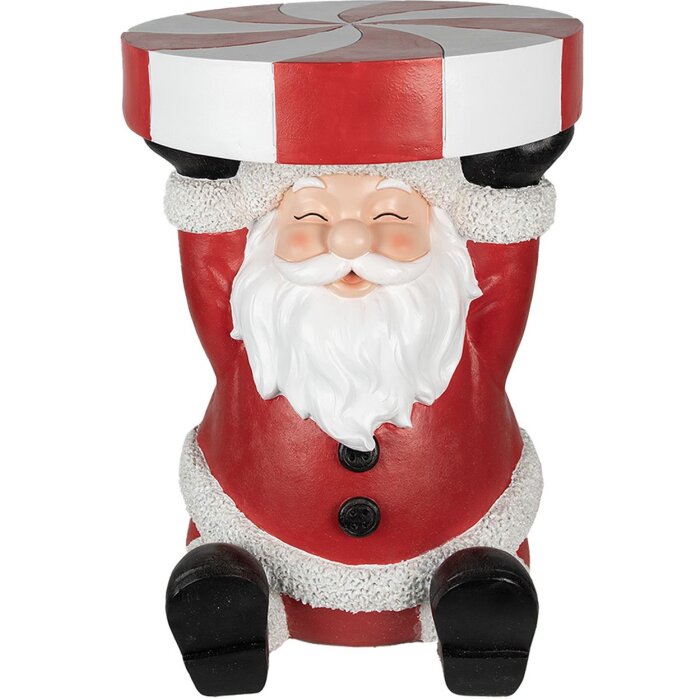 Clayre & Eef 6PR4907 Bijzettafel Rood Wit 39x39x54 cm Kerstman