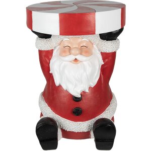 Clayre & Eef 6PR4907 Bijzettafel Rood Wit 39x39x54 cm Kerstman