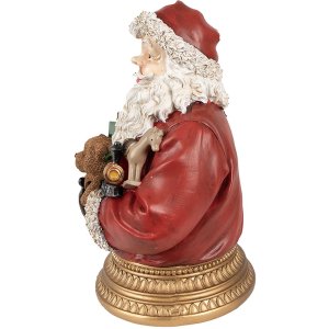 Clayre & Eef 6PR4908 Kerstversiering Beeldje Kerstman Rood 22x18x29 cm