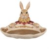 Clayre & Eef Decoratie Konijn met Schaaltje Goudkleurig Beige 22x21x15 cm