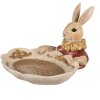 Clayre & Eef Decoratie Konijn met Schaaltje Goudkleurig Beige 22x21x15 cm