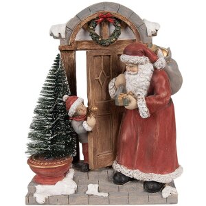 Clayre & Eef 6PR4945 kerstdecoratie kerstman LED rood...