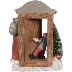 Clayre & Eef 6PR4945 kerstdecoratie kerstman LED rood bruin 18x8x22 cm