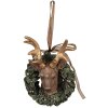 Clayre & Eef 6PR4969 Hanger sieraden rendier groen, bruin 7x5x11 cm