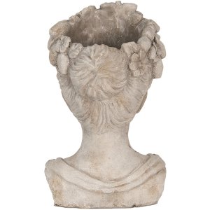 Clayre & Eef 6TE0492 Indoor Bloempot Grijs 22x21x35 cm Vrouwenkop