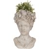 Clayre & Eef 6TE0492 Indoor Bloempot Grijs 22x21x35 cm Vrouwenkop