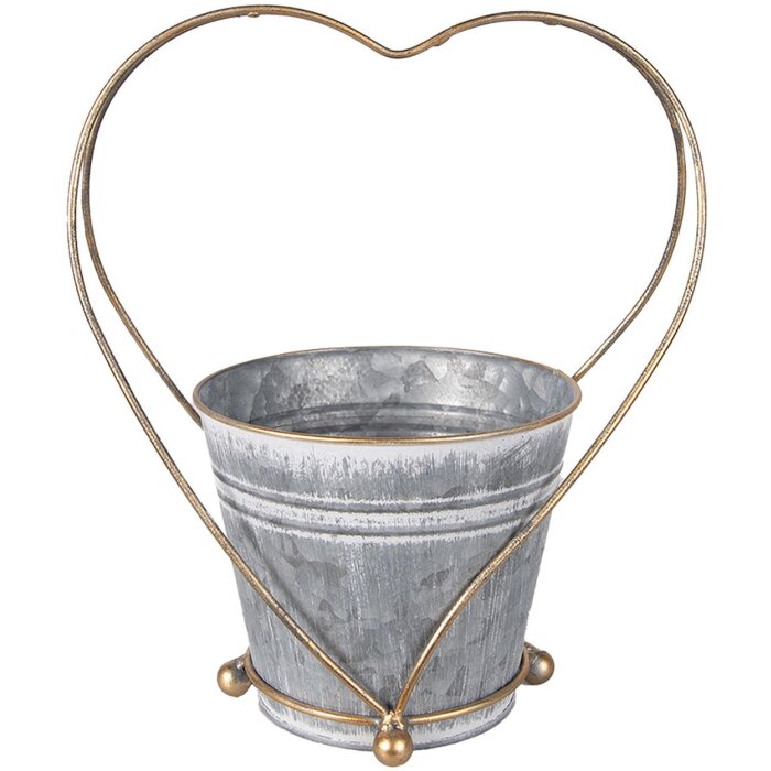 Clayre & Eef 6Y5469 Plantenhouder Grijs Goudkleurig 25x16x29 cm