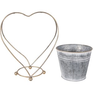 Clayre & Eef 6Y5469 Plantenhouder Grijs Goudkleurig 25x16x29 cm