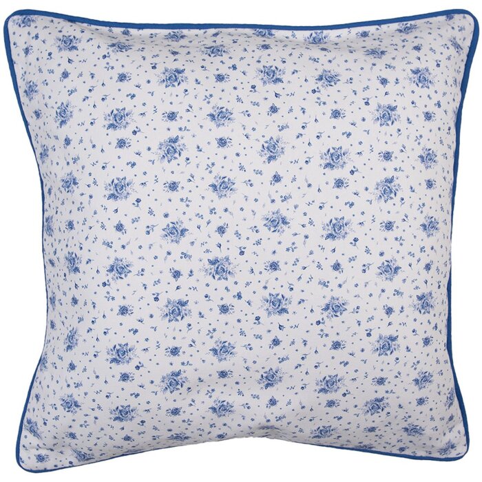 Clayre & Eef BRB21 Kussenhoes Beige Blauw 40x40 cm Katoen Romantisch