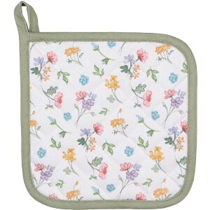 Clayre & Eef CFL45 Pannenlap Wit, Groen 20x20 cm
