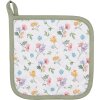 Clayre & Eef CFL45 Pannenlap Wit, Groen 20x20 cm