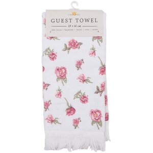 Clayre & Eef CT029 Gastendoek Wit Roze 40x66 cm