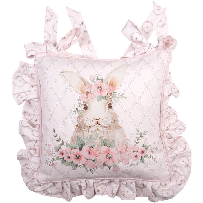 Clayre & Eef FEB25-1 Kussenhoes Zitkussen 40x40 cm Roze Katoen
