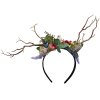 Juleeze JZHB0131 Haarband dames groen bruin met bloemen en vogelmotief