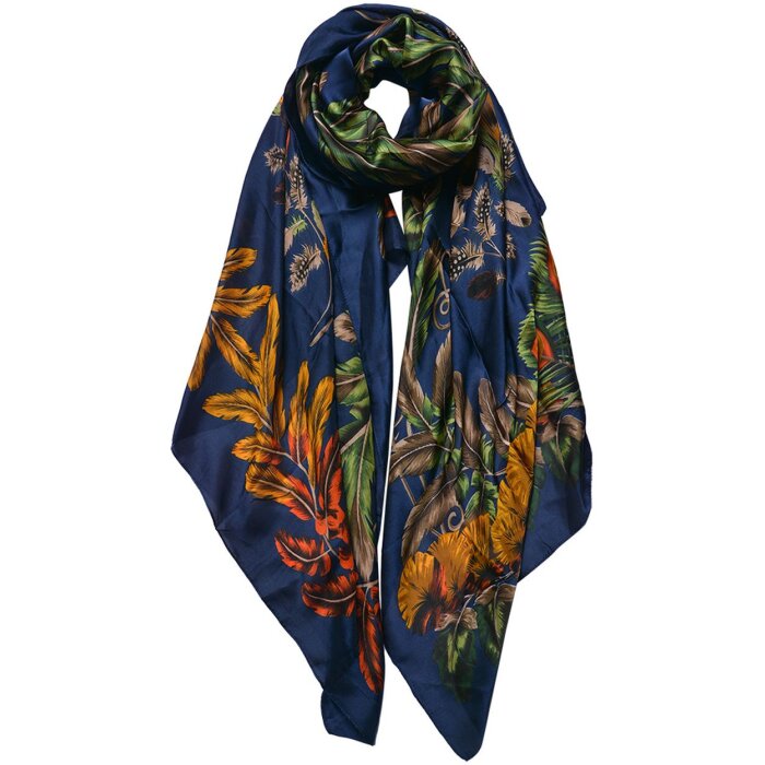 Juleeze JZSC0710BL Sjaal Dames Patroon Blauw 90x180 cm