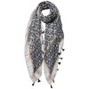 Juleeze JZSC0735Z Sjaal Dames Patroon Zwart, Grijs, Beige 90x180 cm