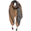 Juleeze JZSC0746BE Sjaal Dames Patroon Beige, Zwart 90x180 cm