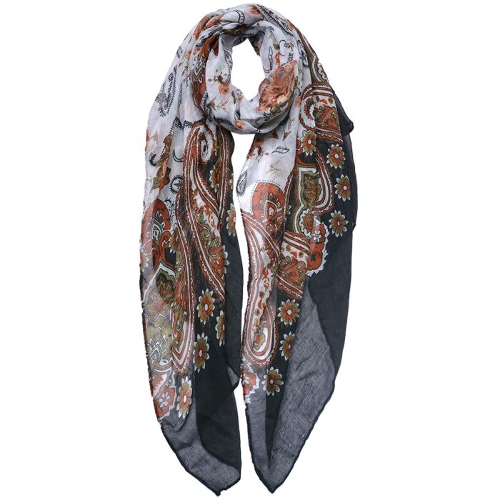 Juleeze JZSC0754Z Sjaal Dames Patroon Zwart 90x180 cm