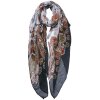 Juleeze JZSC0754Z Sjaal Dames Patroon Zwart 90x180 cm