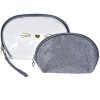 Juleeze JZSET0002ZI Cosmetisch tasje zilverkleurig (set van 2) 24x15 - 19x12 cm