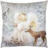 Clayre & Eef KT021.323 Kussenhoes engelenmotief wit grijs 45x45 cm landelijke stijl