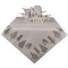 Clayre & Eef NPT15 Tafelkleed Vierkant Kerst Beige Groen 150x150 cm