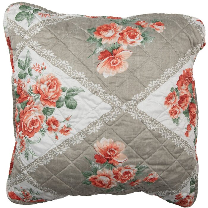Clayre & Eef Q196.030 Kussenhoes Grijs Roze 50x50 cm